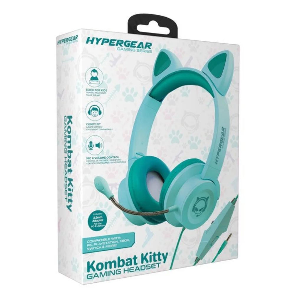 Youth Kombat Kitty Gaming Headset Microphone Kids Cat Headphones Earphones